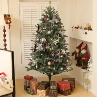 HOMCOM 6ft Artificial Christmas Tree, with Purple Decorations and Lights(m-2)