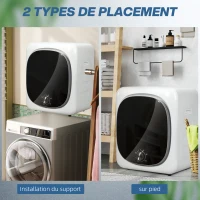HOMCOM Sèche linge à évacuation électrique 800 W 4 Kg avec 5 modes de séchage, cuve en acier inoxydable, charge frontale(m-8)