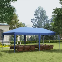 Outsunny Pop Up Gazebo 3 x 6m, Foldable Canopy Tent, Height Adjustable Wedding Awning Canopy w/ Carrying Bag, Blue(m-2)