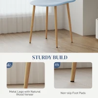 HOMCOM Modern Dining Chairs Set of 4, Kitchen Chairs with Backrest and Steel Legs for Dining Room, Living Room, Light Blue(m-6)