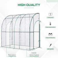 Outsunny Walk-In Greenhouse, Lean-to Small Greenhouse with Zipped Roll Up Doors, Tomato Greenhouse with Plastic Cover and Sloping Top for Flowers, Vegetables and Herbs, 214cm x 118cm x 212cm, Clear(m-4)