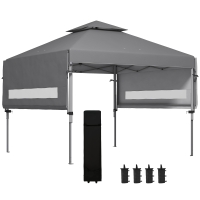 Outsunny Tonnelle pop-up jardin Pliant 5 x 3 m, tissu oxford avec 2 parois réglables, sac à de transport à roulettes inclus