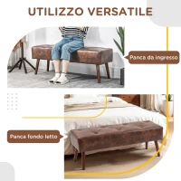 HOMCOM Panca Fondoletto e da Ingresso Imbottita con Rivestimento in PU, 114x38x42cm, Marrone(m-4)
