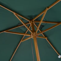 Outsunny Ombrellone da Giardino 2.5x2.3m a 6 Stecche, in Legno e Poliestere, Verde Scuro(m-7)