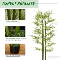 HOMCOM Plante artificielle hauteur 155 cm bambou artificiel avec 28 feuilles grand réalisme en plastique pot inclus(m-5)