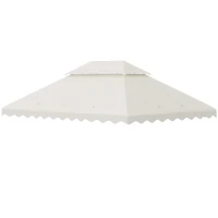 Outsunny Toldo de Repuesto para Pérgola con Techo de Doble Ventilación y 10 Orificios de Drenaje para Patio Jardín 4x3 m Crema(m-10)