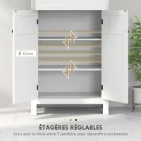 HOMCOM Meuble de salle de bain avec tiroir et étagères réglables, armoire de rangement sur pied, hauteur 102,5 cm, blanc(m-6)