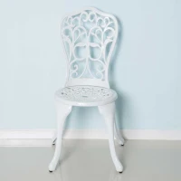 Outsunny 3 Pieces Antique Garden Bistro Set for 2, Cast Aluminium Garden Furniture Set with Umbrella Hole, White(m-7)