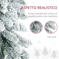 HOMCOM Albero di Natale Innevato 180cm con 523 Rami e Base in Acciaio per Interni(m-5)