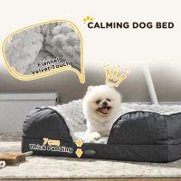 PawHut Calming Dog Bed Pet Mattress w/ Removable Cover, Anti-Slip Bottom, for Small Dogs, 70L x 50W x 18Hcm - Charcoal Grey(m-6)