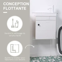 kleankin Meuble lavabo suspendu avec rangement pour salle de bain 40 x 22 x 50 cm - blanc(m-4)