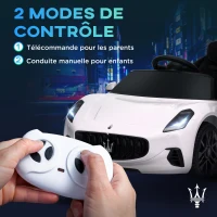 AIYAPLAY Voiture électrique pour enfants sous licence Maserati Gran Turismo Folgore, 12V avec télécommande, de 3 à 5 ans, blanc(m-5)