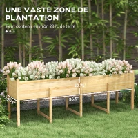 Outsunny Jardinière sur Pieds Potager surélevé, Inserts d'irrigation + Feutre de Drainage Inclus Bois Sapin pré-huilé(m-4)