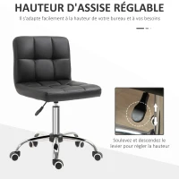 Vinsetto Chaise de bureau design contemporain pivotante 360° ergonomique hauteur réglable dossier assise capitonnés revêtement synthétique 52,5 x 54 x 93 cm noir(m-4)