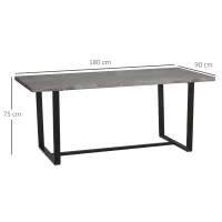 HOMCOM Table à manger ractangulaire pour 8 personnes plateau aspect bois et pied métal noir, 180L x 90l x 75H cm(m-3)