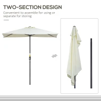 Outsunny Balcony Half Parasol Semi Round Umbrella Patio Crank Handle (2.3 m, Beige)- NO BASE INCLUDED(m-4)