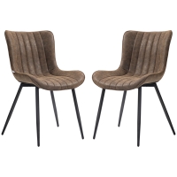HOMCOM Lot de 2 chaises de salle à manger design moderne et capitonné pour salon, salle à manger, chambre à coucher, marron