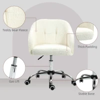HOMCOM 46-56 cm Teddy Fleece Office Chair - Cream(m-6)