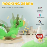 AIYAPLAY Baby Rocking Dinosaur with Animal Sounds, Safety Belt, Wooden Base, for Toddlers 18-36 Months, Green(m-4)