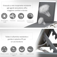 Outsunny Lettino Prendisole con Schienale Reclinabile e Rotelle Posteriori, 195x67.5x33 cm, Grigio e Bianco(m-5)