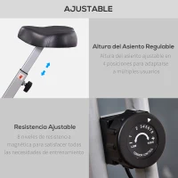 HOMCOM Bicicleta Estática Plegable con 8 Niveles de Resistencia Magnética Ajustable Bicicleta de Ejercicio Fitness con Pantalla LCD Pulsómetro y Sillín Regulable 86x47x112 cm Naranja(m-5)