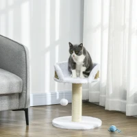 PawHut Cat Tree Tower with Scratching Posts, White(m-2)
