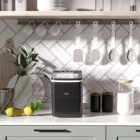 HOMCOM Portable Ice Maker Countertop, Bullet Ice Cube Machine, 9 Ice Cubes per 8 Minutes, Automatic Cleaning, Visible Window Scoop and Basket for Kitchen, Office, Bar, Black(m-10)