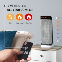 HOMCOM 2000W Electric Heater, PTC Ceramic Portable Fan Heater with Overheating & Tip-Over Protection, 8H Timer, 45° Oscillating Heater for Home, Office, Study, Bedroom(m-4)