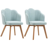HOMCOM Set de 2 Sillas de Comedor en Forma de Flor con Asiento y Respaldo Acolchado Carga 120 kg 58x60x82 cm Verde Azulado(m-1)