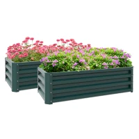 Outsunny Set of Two 110 x 65cm Steel Planter Boxes - Green(m-1)
