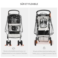 PawHut Poussette buggy pliable animaux chariot pliante imperméable chien chat porte-gobelet panier de rangement inclus roues(m-5)