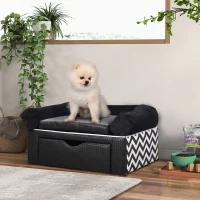 PawHut Dog Sofa Bed, with Storage, Drawer, Soft Cushion, for Small Dogs - Black(m-10)