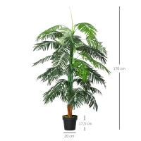 Outsunny Palmier Artificiel Hauteur 1,7 m Arbre Artificiel Tronc Branches Lichen Grandes Feuilles Grand réalisme Pot Inclus(m-3)