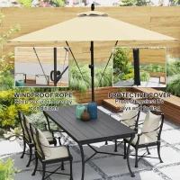 Outsunny 3(m) Garden Cantilever Parasol with Cover and Wind Protection Strap, Round Overhanging Umbrella with Crank Handle and Tilt, Banana Patio Umbrella for Outdoor Sun Shade, UPF50+, Khaki(m-4)