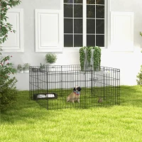 PawHut Dog Pen, 8 Panel Dog Playpen, DIY Design with Door, for Small Dogs, Puppies, Small Animals, for Indoor/Outdoor Use, 61cm High(m-2)