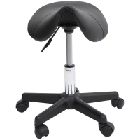 HOMCOM PU Leather Height Adjustable Saddle Stool Black(m-11)