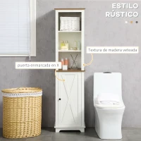 kleankin Armario Alto de Baño Mueble Columna de Baño con 3 Compartimientos Puerta y Estante Ajustable 39,5x30x160 cm Blanco(m-4)