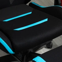 Vinsetto Sedia da Gaming con Supporto Lombare, Sedia Ufficio Ergonomica con Altezza Regolabile in Tessuto Nero e Blu, 65x65x119-129cm(m-9)