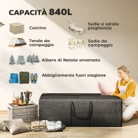 Outsunny Sacca per Albero di Natale da 840L Impermeabile e UV30+, Tessuto Oxford 600D con Doppia Cerniera e Manici, Nero(m-4)