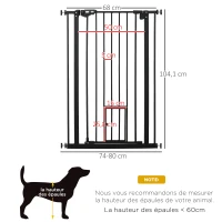PawHut Lot de 2 barrières de sécurité animaux de 104H cm avec système de double verrouillage sans percage de 74 à 80 cm(m-3)