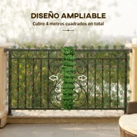 Outsunny 2 Seto Artificial Decorativo 2x1 m Cada Pieza Seto Artificial de Seda Extensible con Anti- UV Decoración Jardín Verde(m-4)