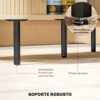 HOMCOM Mesa de Centro con 2 Puertas Tipo Persiana 2 Compartimientos y Patas de Acero para Sala de Estar 100x55x40 cm Roble(m-7)