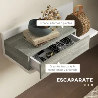 HOMCOM Juego de Muebles de Entrada Recibidor Colgante con Espejo y Cajón 75x3,5x75 cm y 75x30,5x20 cm Blanco y Gris(m-6)