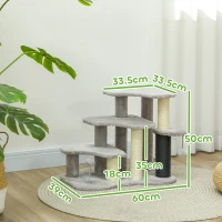 PawHut 2-in-1 Cat Tree, Pet Stairs w/ Scratching Post, Toy Balls, for Bed, Sofa, Couch, Light Grey(m-3)