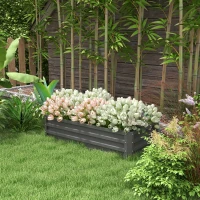 Outsunny Rectangle Raised Garden Bed Box with Weatherized Steel Frame for Vegetables, Flowers, & Herbs, 120 cm x 60 cm x 30.5 cm, Light Grey(m-10)