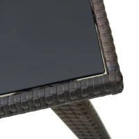 Outsunny 6 Seater Rattan Dining Set with Cushions, Rattan Garden Furniture Set, Outdoor Dining Table and Chairs with 6 Stackable Armchairs, Rectangular Glass Top Table for Patio, Balcony, Brown(m-8)