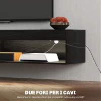 HOMCOM Mobile Porta TV fino 75" Sospeso con Luci LED 16 Colori e Telecomando, 180x40x30cm, Nero(m-8)