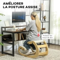 HOMCOM Siège assis genoux, siège ergonomique en bois avec fonction à bascule, chaise à genoux réglable pour bureau à domicile(m-4)