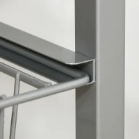 HOMCOM Carrello da Cucina Salvaspazio con 4 Cesti Estraibili in Legno e Acciaio, 36.5x36.5x89 cm, Argento e color Legno(m-8)