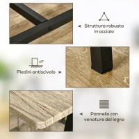HOMCOM Tavolo da Bar Industriale da 10 Bottiglie in Truciolato e Acciaio, 120x60x91 cm, Nero e Color Legno(m-5)